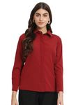 OTIRA Women's Red Casual Office Wear Solid Full Cuff Sleeve Formal Shirt for Women (O2107STRD597-XL)