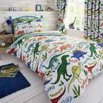 Happy Linen Company Girls Boys Kids Dinosaur Park Jurassic T-Rex Dino Toddler Cot Bed Reversible Duvet Cover Bedding Set