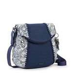 Sakroots Women's Artist Circle Foldover Crossbody Bag in Cotton Canvas, Multifunctional Purse with Adjustable Strap & Zipper Pockets, Sustainable & Durable Design, Navy Spirit Desert Ii, One Size