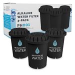 PH001 3-Pack Alkaline Water Filter Cartridges – Replacement Cartridge for Invigorated Water Jug – Water Purifier, Filtration System for Pure Drinking Water – 1.136 Liters Capacity (Black)