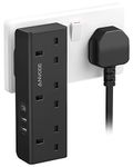 3 Way Plug Adapter with USB, ANVODE Multi Plug Sockets Adaptor with 3 USB (1 Type C), 13A UK 3 Pin Wall Power Extender for Home, Office, Kitchen (Black)