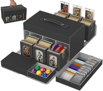Cortile Commander Deck Box for MTG, Modular Card Deck Box with 6-deck Card Case and 2 Dice Trays Holds 780+ Double-Sleeved Cards, Ergonomic Handle and 35PT Magnetic Holders for TCG/EDH, Black Grey
