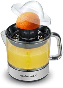 Elite Gourmet ETS623 BPA-Free Electric Citrus Juicer, Compact, Large Volume, Pulp Control, Oranges, Lemons, Limes, Grapefruits with Easy Pour Spout, 24oz, Black/Stainless Steel