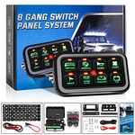 Auxpower 8 Gang Switch Panel LED Universal 12V Auxillary Switch Panel for Truck, Offroad Light Multi Switch for Car SUV UTV Caravan, Automatic Dimmable (8 Gang Switch Panel Green 1 Side)