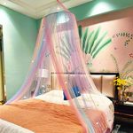 Princess Rainbow Bed Canopy with Unicorn Castle Glow in The Dark, Eimilaly Bed Canopy for Girls Room Decor or Fairy Theme Party