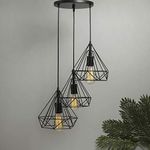 Homesake Hanging Light Diamond Cluster, Ceiling Lights for Home Decoration, Pendant Light Living Room, Chandelier for Living Room Modern Diwali Decoration Items - Black (Pack of 1)