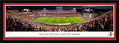 Iowa State Football, Night Game - 42x15.5-inch Panoramic Select Framed Picture with Mat