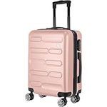 SA Products Cabin Suitcase | 34L Carry On Suitcase, Cabin Bag 55x40x20 with Combination Lock | Hard Shell Suitcase with 4 Wheels Cabin Luggage, Ryanair Cabin Bags 55 x 40 x 20 Approved (Rose Gold)