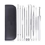 Blackhead Remover Tool Kit, 10 Pieces Comedone Extractor Tool Blemish Whitehead Removal Acne Needle Pimple Spot Popper Stainless Steel, Gold