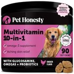 PetHonesty 10 in 1 Dog Vitamins - Glucosamine for Dogs - chondroitin, Probiotics for Dogs, Omega 3 Fish Oil, chondroitin - Dog Multivitamin for Health & Heart- Dog Essentials (Chicken) Ships from the USA