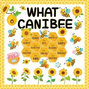 Bee Bulletin Board Decoration, Spring Bee Theme Cutouts Classroom Bulletin Board Borders Set, Honeycombs Bee Stickers for Classroom Library Home Wall Decor Supplies