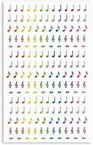 Bright Creations Music Note Stickers, Sticker Sheets (Rainbow, 18 Sheets, 3000 Pieces)