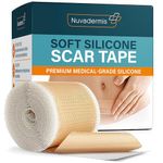 EDICON Scar Removal Tape Scar Removal Sheet Strips for C-Section, Acne Scars, Tummy Tuck, Keloid and Surgical Scars, Reusable Medical Grade Silicone Scar Tape, Get Scars Away Painless Reusable (Beige)