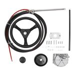 14 FT Boat Steering Control Cable Outboard Rotary Steering System Kit With 12.5 Inches Wheel Durable Marine Steering System Replacement for Mechanical/Manual Steering of Yachts, Fishing Boats