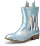 DREAM PAIRS Girls Cowgirl Cowboy Western Mid Calf Tassel Boots,Size 8 Toddler,LIGHT BLUE,SDBO2402K