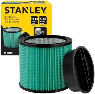 Stanley 08-2566H HEPA Cartridge Filter – Fits Most 5–18 Gallon Wet/Dry Vacuums – High Efficiency, Washable & Reusable Replacement Filter