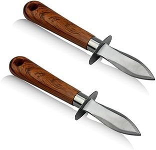 2 Pcs Imitation Wood Grain Handle Clam Knife, Seafood Scallops Opener Oyster Shucker