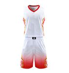 Topeter Men’s Basketball Jersey and Shorts Team Uniform with Pockets Sportswear Uniform, White, Small