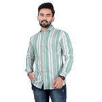 BHADANI Men Regular Fit Heavy Popcorn Fabric Spread Collar Lining Full Sleeve Shirt (M) Green