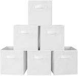 Stero Fabric Storage Bins 6 Pack Fun Colored Durable Storage Cubes with Handles Foldable Cube Baskets for Home, Kids Room, Closet and Toys Organization White