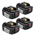 Powilling 4 Pack 5.0Ah 18V Lithium Battery BL1850B Replacement for Makita 18V LXT Lithium-Ion Battery BL1830 BL1840 BL1850 BL1815 194205-3 LXT-400 Cordless Power Tools Wth LED Indicator Display