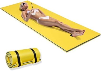 HOMASIS Tapis Flottant d'eau à Oreiller en Mousse XPE, Matelas Flottant Enroulable, Couverture Flottante de lit pour Bain de Soleil, Activités Nautiques, Piscine, 210 x 66cm, Charge 70kg, Jaune