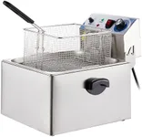 PULLAFUN Commercial Deep Fryer Countertop Stainless Steel 11L Electric Deep Fryer with Temperature Control Single Large Tank French Fries Restaurant Home Kitchen