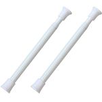 DecoRight Small Size Spring Tension Rods | Set of Two Curtain Rods | Size: 7 to 11 inches | Color: White