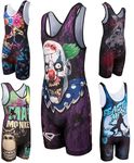 KO Sports Gear - Unisex Wrestling Singlet, Comfortable & Breathable, 4 Way Stretch, Gymnastics, Running, Weightlifting (Zombie Skull, Adult Medium)