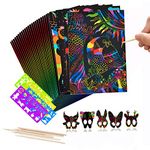 Scratch Art for Kids, 50 Pcs Magic Rainbow Scratch Paper for Children, Black Scratch Off Paper for Toddler Preschool Girl Boy Holiday Christmas Classroom Birthday Gifts (5.31" x 7.6")