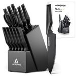 Knife Set with Block, 14 Piece with Built-in Sharpener, Kitchen Knives for Chopping, Slicing, Dicing Cutting by ACOQOOS