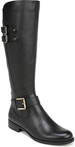 Naturalizer Womens Jessie Knee High Buckle Detail Riding Boots Black Leather Wide Calf 11 M