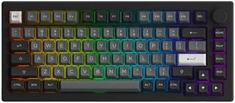 Akko 5075B Plus Mechanical Keyboard 75% Percent RGB Hot-swappable Keyboard with Knob, Black & Silver Theme with PBT Double Shot ASA Profile Keycaps V3 Silver Pro Switch