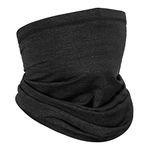 Achiou Cooling Neck Gaiter Face Cover Scarf, UV Protection Mask for Men and Women,Soft Windproof, Hiking Cycling Running, Heather Black, One Size
