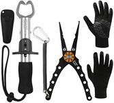 Dreamdeals Fishing Tools Set Aluminium Alloy Split Ring Pliers for Hook Removal, Fish Gripper and Water-Repellant Fishing Gloves - The Perfect Gear for Freshwater, Saltwater, Fly or Ice Fishing