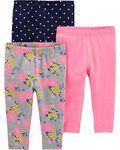 Simple Joys by Carter's Baby Girls' Toddler 3-Pack Leggings, Pink/Blue Dot/Floral, 4T