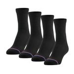 MediPeds Polyester Peds Women's Diabetic Quarter Quarter Length Socks With Non-Binding Top And Cushion 4 Pairs, Black, 7-10