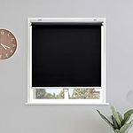 Sunoff Blackout Roller Shades Blinds Cordless for Windows Pull Down Room Darkening Door Blinds with Thermal Insulated Easy to Install for Living Room,Bedroom,Home,Office Bathroom Black 24" W x 72" H