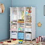 VIPZONE Baby Dresser, Kids Closet Organizers, Portable Kids Wardrobe for Closet, Bedroom, Nursery, Cubby, Cabinet, Clothes, Dress, Baby Storage Shelf, Armoire Clothes Hanging (12 Cube, White)