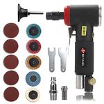 SI FANG 16Pcs Right Angle Air Die Grinder Kit with 1/4" 1/8" Collets 2 Inch Quick Change Sanding Discs Accessories, Mini Pneumatic Polisher Sander Grinding, Polishing & Deburring Tools (Black)