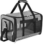 Soft Sided Foldable Cat/Dog/Pet Carrier Bag, Portable Puppy/Pets Travel Carriers For Cats/Dogs With Shoulder Strap & Removable Mat, Durable Cat Basket of 17 lbs Airline Approved - Grey, M
