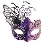 Pink/Purple Butterfly Rhinestone Metal Venetian Women Mask for Masquerade/Mardi Gras Party/Sexy Costume Ball/Wedding