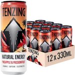 TENZING Natural Energy Drink, Plant Based, Vegan, & Gluten Free Drink, +BCAA, Pineapple & Passionfruit, 330ml (Pack of 12) - Packaging may vary