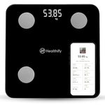 HealthifyMe Smart Scale | Track 11+ Key Body Metrics | 1 Month HealthifySmart Plan | Data Driven Smart Weight Loss with HealthifyMe Smart Scale | Black