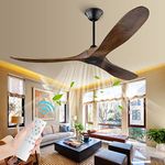 Ceiling Fan no Light, 52 Inch Outdoor Ceiling Fans with Remote, Farmhouse Ceiling Fan for Patio, Damp Rated 3 Blade Large Airflow Indoor Outdoor Commercial Ceiling Fan for Exterior House Porch Gazebo