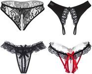 KHUFUZI Women's 4 Styles Pack Brief Underwear Dresses Lace Clothing G-String Nightwear Lingerie Panties Gifts for Girlfriend or Wife