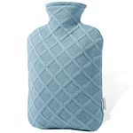 FORICOM Hot Water Bottle, 2L, 6-Hour Heat Retention, PVC Heating Pad, Easy to Use, Hot Bag for Cramps, Joint Pain, Rheumatism, Cooling Relief, Pain Relief for Women (Sky Blue 2L)