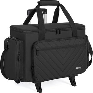 GMAK Sewing Machine Case with Detachable Dolly, Rolling Sewing Machine Case with Removable Padding Pad, Universal Rolling Carrying Tote Storage Bag for Most Standard Brother, Singer, Janome - Black