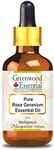 Greenwood Essential Pure Rose Geranium Essential Oil (Pelargonium roseum) with Glass Dropper 100% Natural Therapeutic Grade Steam Distilled for Personal Care 5ml (0.16oz)