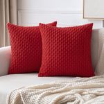 MIULEE Christmas Throw Pillow Covers Soft Corduroy Decorative Set of 2 Boho Striped Pillow Covers Pillowcases Farmhouse Home Decor for Couch Bed Sofa Living Room 18x18 Inch Red